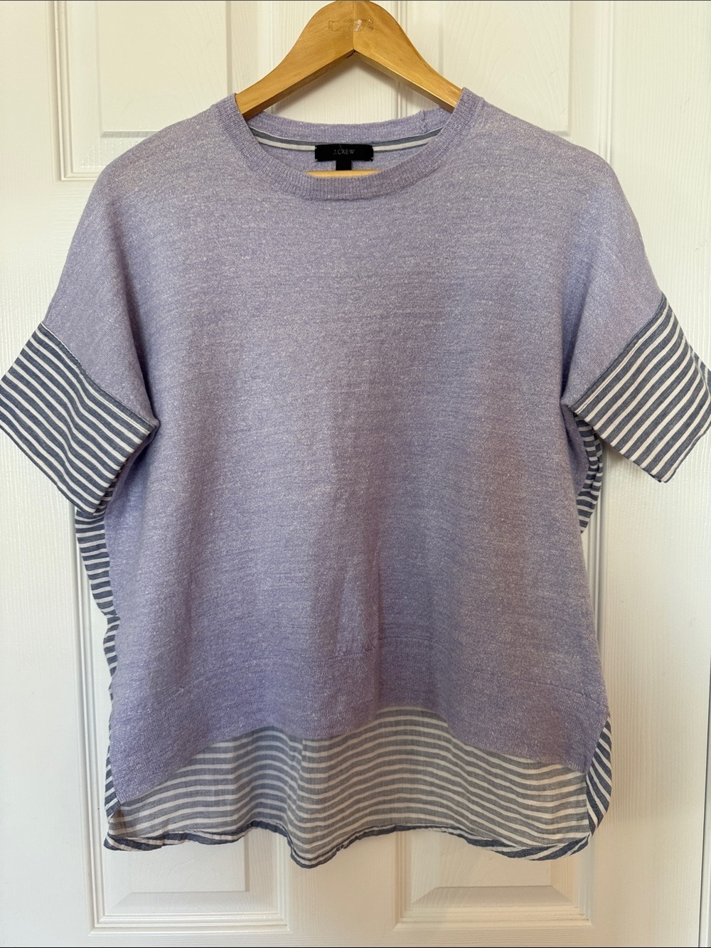 J Crew Purple lilac Striped Mixed Media Wool Top - XS